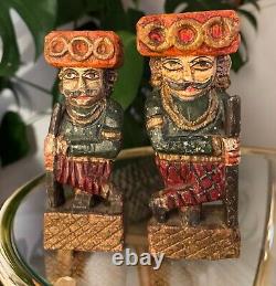 Vintage Indian Rajasthan Carved Wood Figures