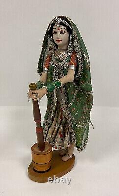 Vintage Indian Rajasthani Handmade Doll in Traditional Dress H 38cm