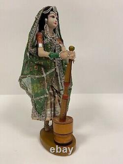 Vintage Indian Rajasthani Handmade Doll in Traditional Dress H 38cm