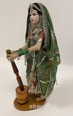 Vintage Indian Rajasthani Handmade Doll in Traditional Dress H 38cm