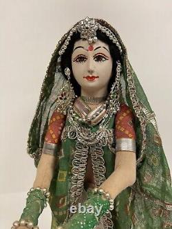 Vintage Indian Rajasthani Handmade Doll in Traditional Dress H 38cm