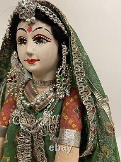 Vintage Indian Rajasthani Handmade Doll in Traditional Dress H 38cm