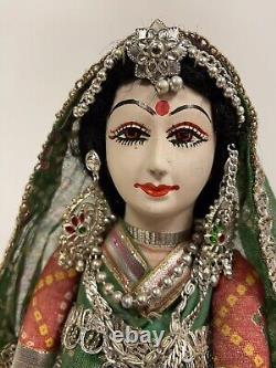 Vintage Indian Rajasthani Handmade Doll in Traditional Dress H 38cm