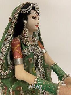 Vintage Indian Rajasthani Handmade Doll in Traditional Dress H 38cm