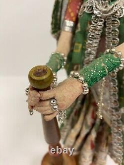 Vintage Indian Rajasthani Handmade Doll in Traditional Dress H 38cm