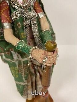 Vintage Indian Rajasthani Handmade Doll in Traditional Dress H 38cm