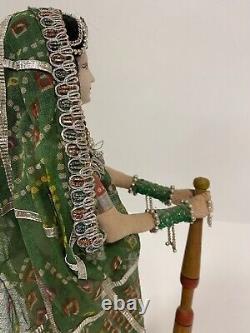 Vintage Indian Rajasthani Handmade Doll in Traditional Dress H 38cm