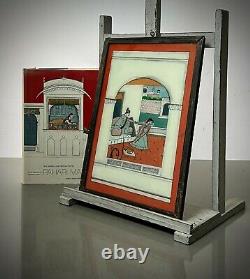 Vintage Indian Reverse Glass Painting. Mughal Lovers, Interior In Landscape