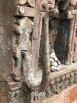 Vintage Indian Sacred Hindu Home Wooden Shrine Temple Altar Hanging Arched Puja