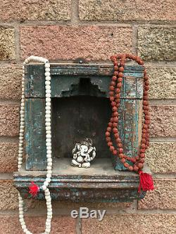 Vintage Indian Sacred Hindu Home Wooden Shrine Temple Altar Puja Hanging Arched