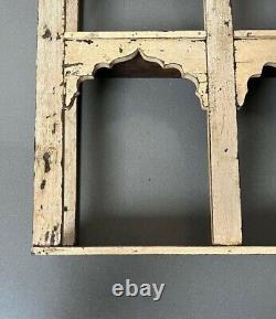 Vintage Indian Shelving Unit 6 Hole Mehrab Arch Display Unit Vanilla & Teak