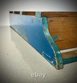 Vintage Indian Shelving Unit Art Deco Detail Distressed Sapphire Blue Old Teak