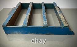 Vintage Indian Shelving Unit Art Deco Detail Distressed Sapphire Blue Old Teak