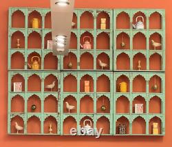 Vintage Indian Shelving Unit Six Arch Distressed Pale Olive Old Haveli Ceiling