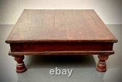 Vintage Indian Shrine Table / Display Table. Turned Legs In Sacred Vermillion