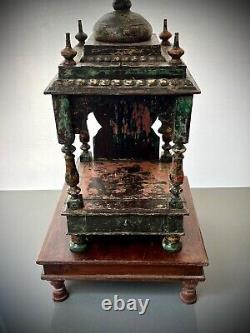 Vintage Indian Shrine Table / Display Table. Turned Legs In Sacred Vermillion
