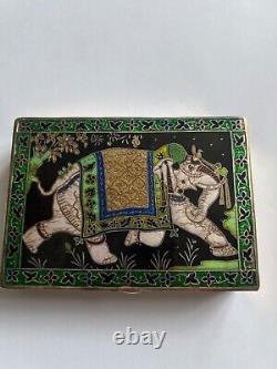 Vintage Indian Silver & ENamelled Box 181g