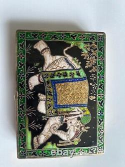 Vintage Indian Silver & ENamelled Box 181g