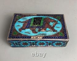 Vintage Indian Silver & ENamelled Box AF 79g CEZX