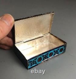 Vintage Indian Silver & ENamelled Box AF 79g CEZX