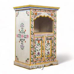 Vintage Indian Style Hand Painted Wooden Bedside Cabinet Cupboard