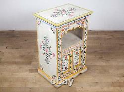 Vintage Indian Style Hand Painted Wooden Bedside Cabinet Cupboard