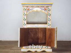 Vintage Indian Style Hand Painted Wooden Bedside Cabinet Cupboard