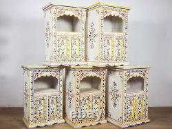 Vintage Indian Style Hand Painted Wooden Bedside Cabinet Cupboard