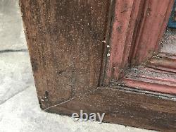 Vintage Indian Teak Wooden Coloured Window Jali Screen Salvaged from Rajasthan a
