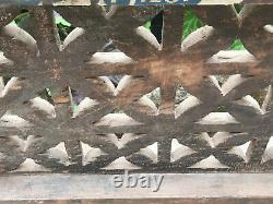 Vintage Indian Teak Wooden Coloured Window Jali Screen Salvaged from Rajasthan a