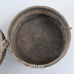 Vintage Indian Tinned Copper Curcular Storage Box 14.3cm In Diameter