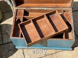 Vintage Indian Traders Wooden Box Chest Cash Till Removable Tray Storage Salvage