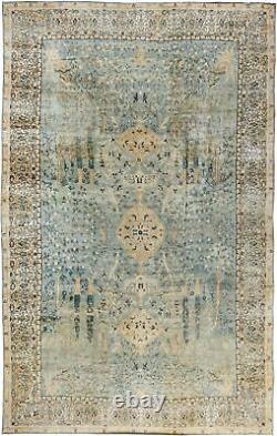 Vintage Indian Water Blue and Green Handwoven Wool Rug BB4923
