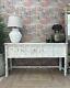 Vintage Indian White Washed Carved Console Table