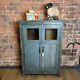Vintage Indian Wooden Cupboard Rustic Blue Unit With 2 Doors -vintage Cupboard