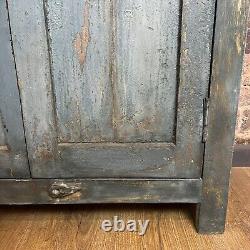 Vintage Indian Wooden Cupboard Rustic Blue Unit With 2 Doors -Vintage Cupboard