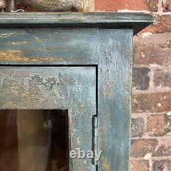 Vintage Indian Wooden Cupboard Rustic Blue Unit With 2 Doors -Vintage Cupboard