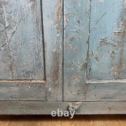 Vintage Indian Wooden Cupboard Rustic Blue Unit With 2 Doors -Vintage Cupboard