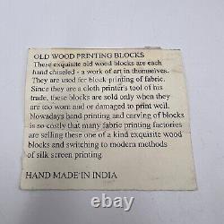 Vintage Indian Wooden Textile Printing Block Diamond Pattern Hand Carved Wood