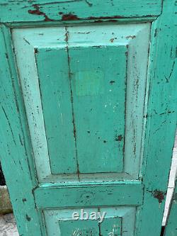 Vintage Indian Wooden Window Shutters Salvage Rajasthan Original Turquoise Paint