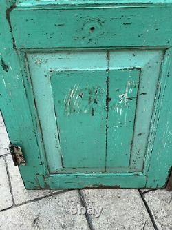 Vintage Indian Wooden Window Shutters Salvage Rajasthan Original Turquoise Paint
