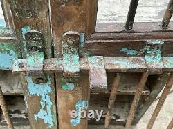Vintage Indian Wooden Window Shutters with Bars Salvage Rajasthan 100% Original
