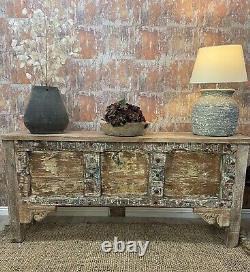 Vintage Indian carved Console table made from old door
