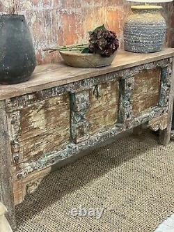 Vintage Indian carved Console table made from old door