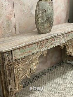 Vintage Indian carved console table with original patina