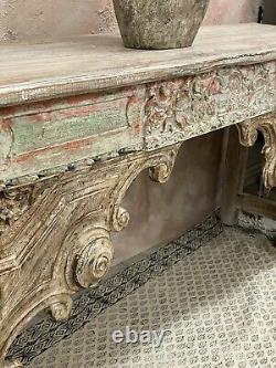 Vintage Indian carved console table with original patina