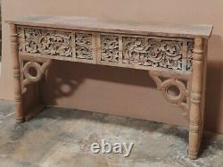 Vintage Indian carved polished console table