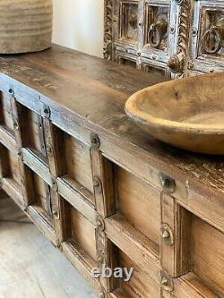 Vintage Indian carved polished console table