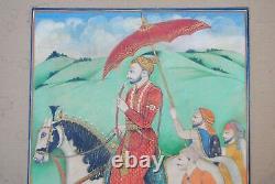Vintage Indian miniature sikh maharaja painting punjab pahari hills