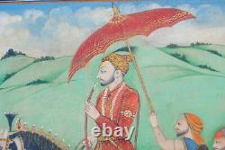 Vintage Indian miniature sikh maharaja painting punjab pahari hills